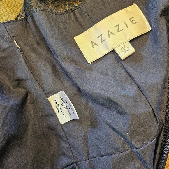 Azazie Navy Blue Bridesmaid Mother Of The Bride Short Dress Lace Size A2(S-M)‎ - Picture 11 of 11